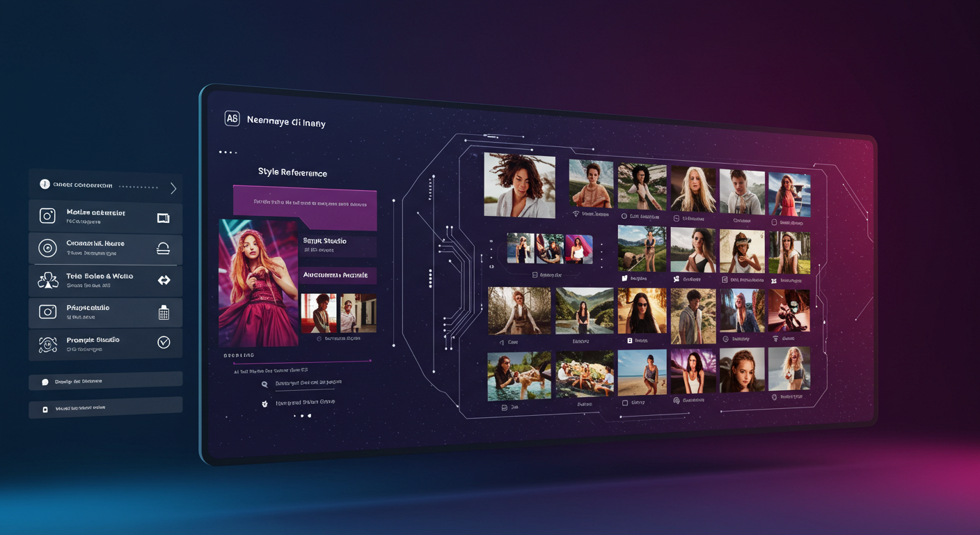 Interface de geração de imagens com IA mostrando diferentes estilos artísticos
