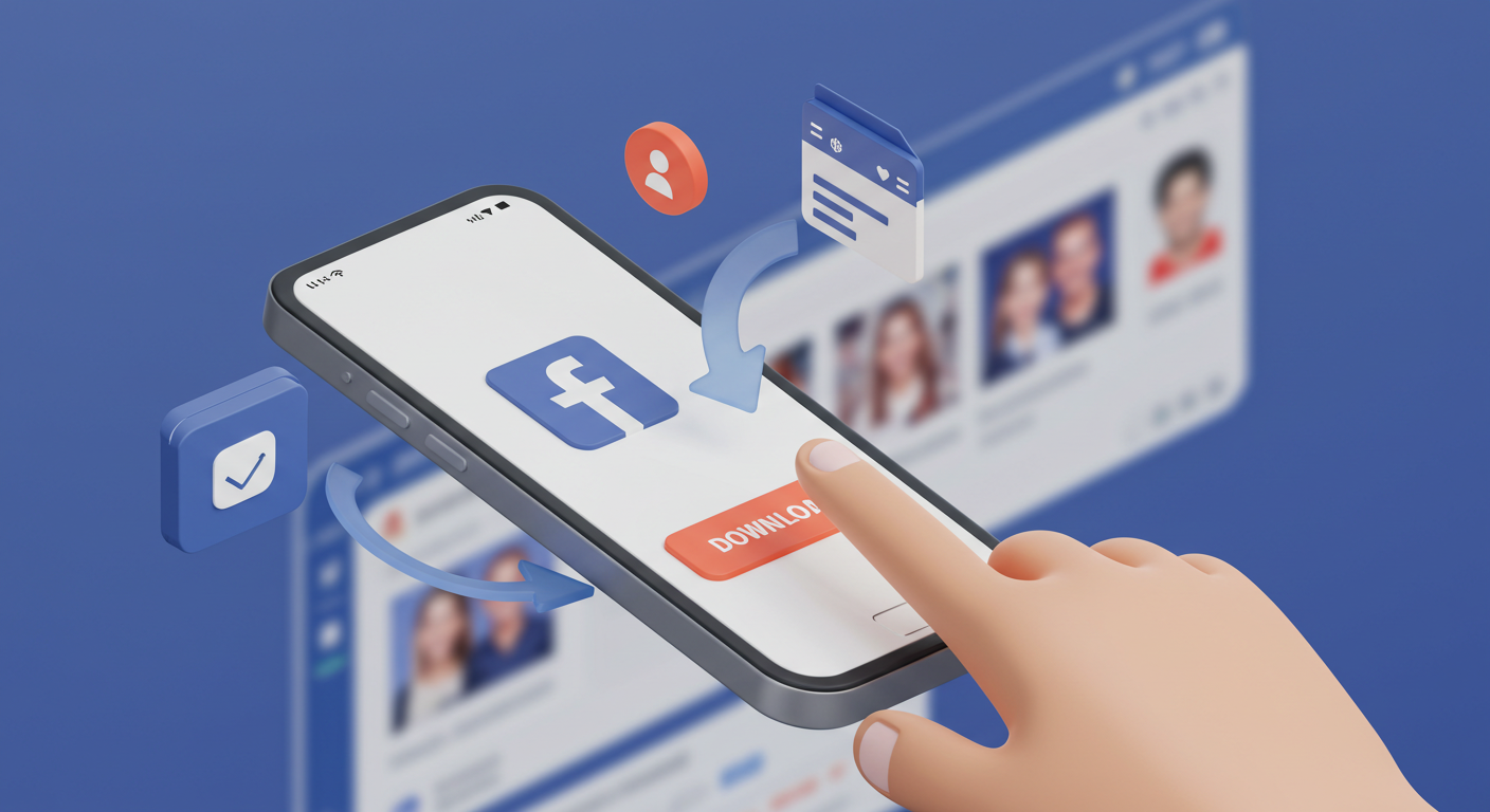 Interface de download do Facebook para baixar vídeos e fotos